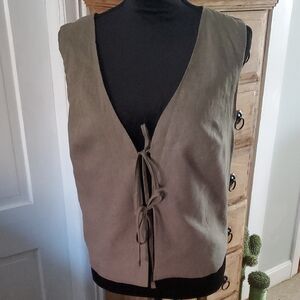 And Now This Olive Tie-Front Vest.